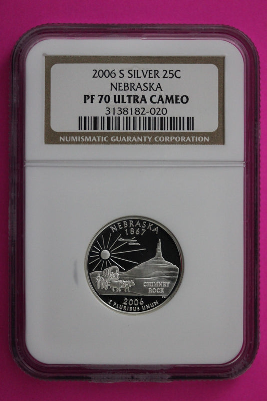 2006 S PF 70 Nebraska Silver State Quarter NGC Certified Authentic Slab 387