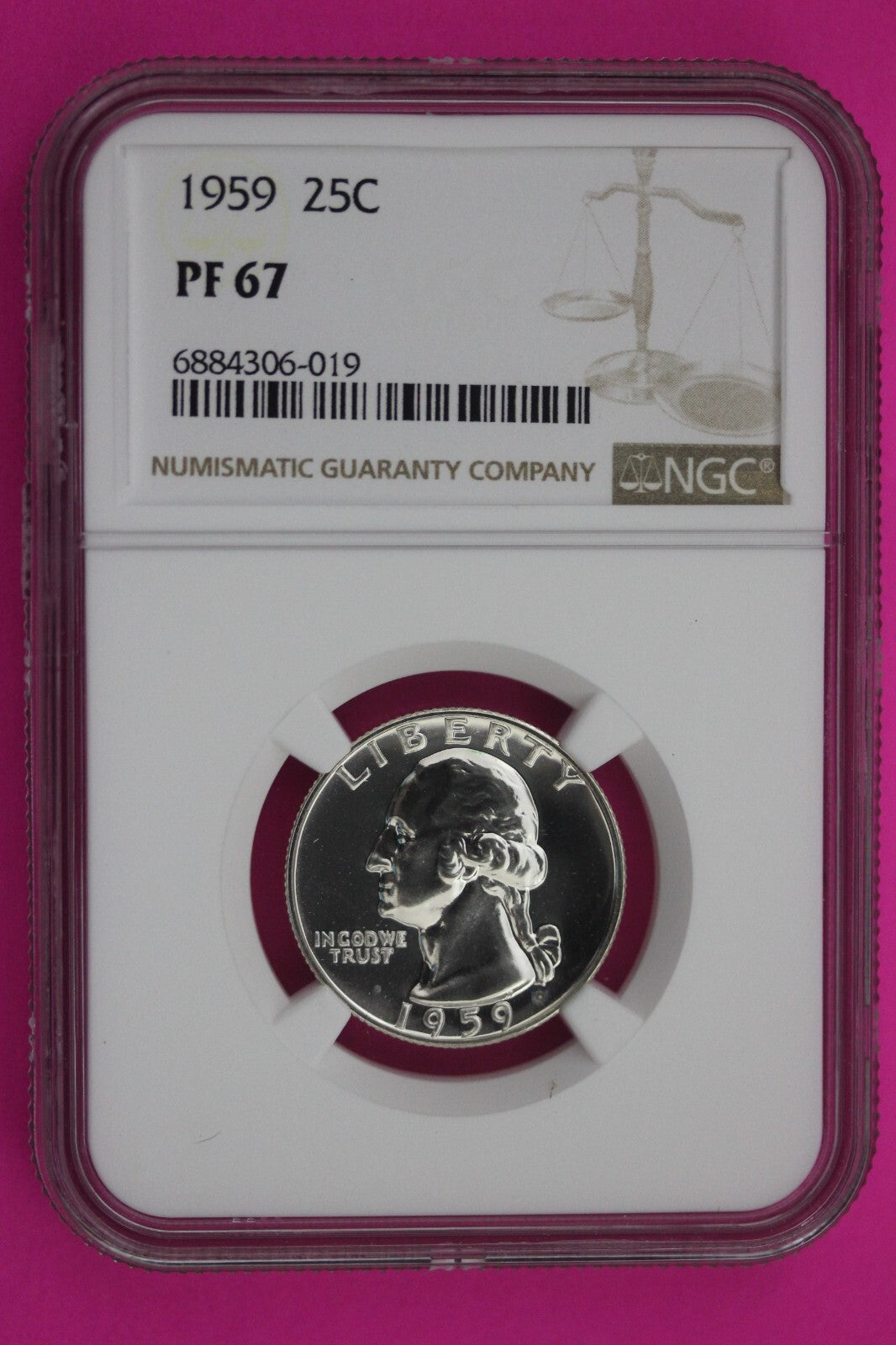 1959 PF 67 Proof Washington Silver Quarter NGC Certified Graded Authentic 249