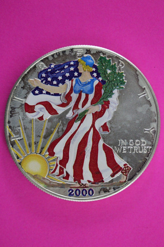 Colorized 2000 American Silver Eagle 1 Ounce .999 Fine Exact Coin Shown N0519
