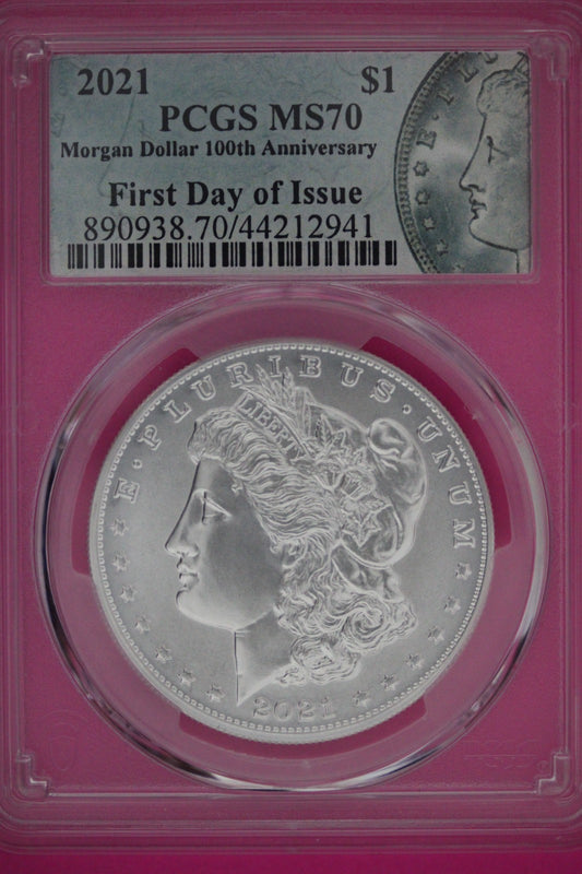 RARE 2021 MS 70 Morgan Silver Dollar 1rst Day Issue PCGS Graded Authentic 940