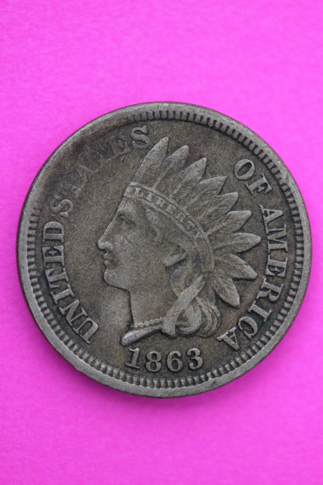 1863 Copper Nickel Indian Head Cent Penny Exact Early Type Coin Pictured 28