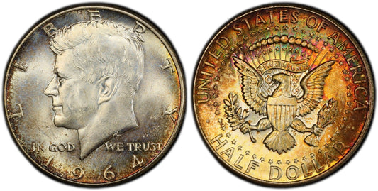 Rainbow Toned 1964 P Silver MS 65 John F Kennedy Silver Half Dollar PCGS 299