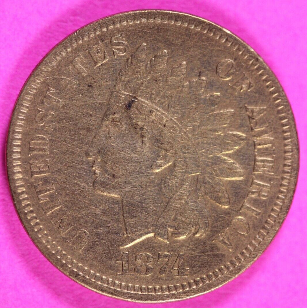1874 Indian Head Cent Penny Scarce Early Type You Get Exact Coin Pictured 302