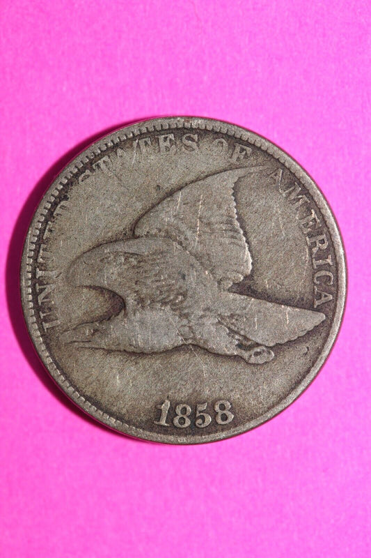 1858 Flying Eagle Cent Penny Exact Scarce Early Type Exact Coin as Pictured 47