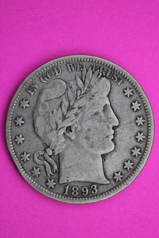 1893 P Barber Liberty Half Dollar Scarce Semi Key Date Silver Old Coin 0021