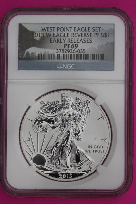 2013 W PR 69 Reverse Proof Silver Eagle NGC Graded Certified Authentic Slab 518