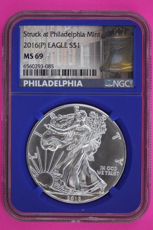 2016 (P) MS 69 Liberty Bell Label Silver Eagle Coin NGC Graded Genuine Slab 889