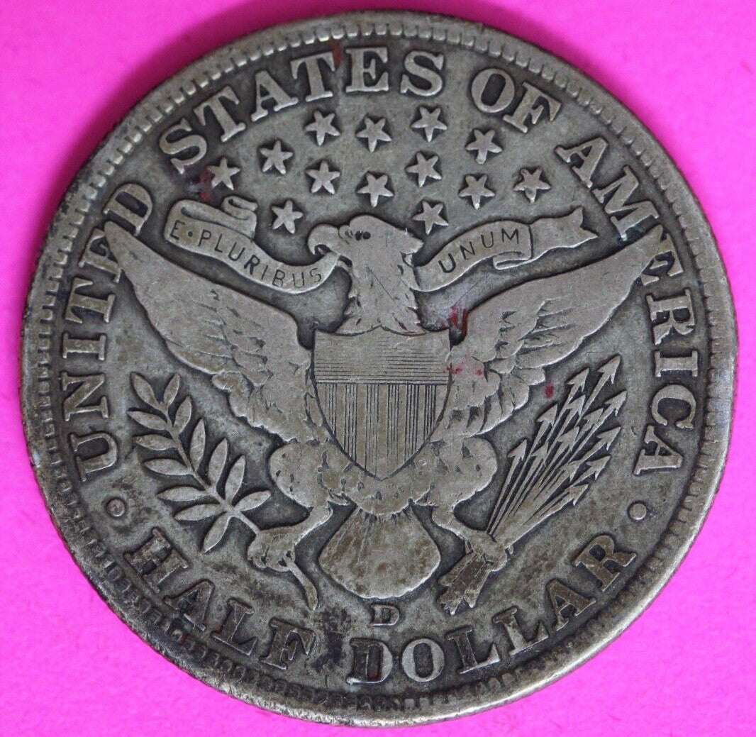 1907 D Barber Liberty Half Dollar Silver Coin Rare In Better Condition Denver 49