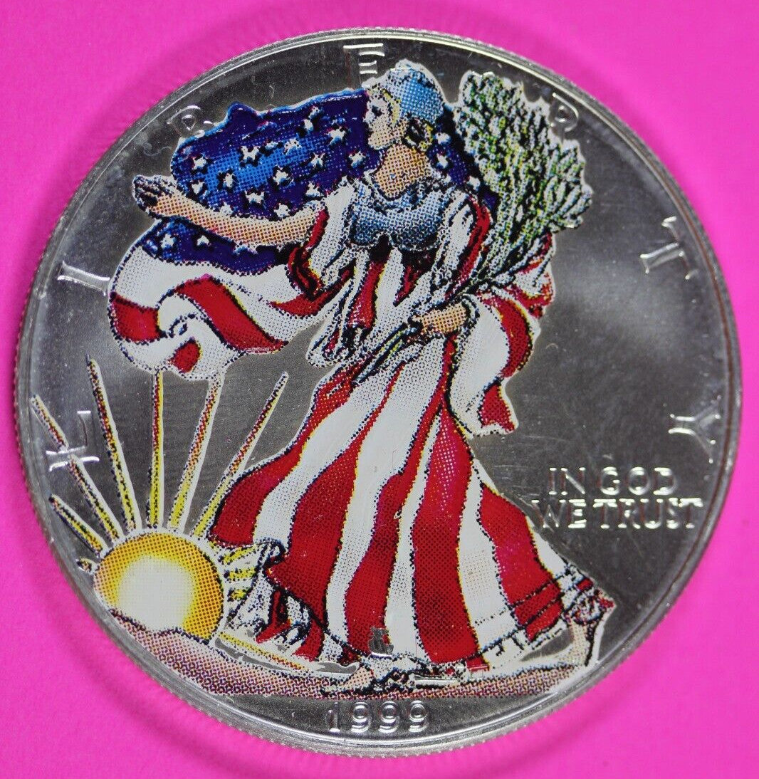 Colorized 1999 American Silver Eagle 1 Ounce .999 Fine Exact Coin Shown 169