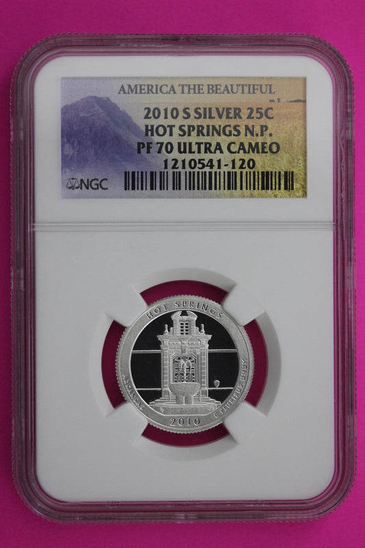 2010 S PF 70 Silver Quarter Hot Springs Park ATB NGC Graded Certified Slab 502