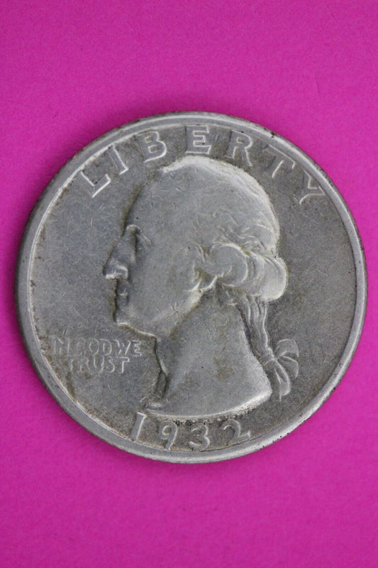 1932 D George Washington Quarter Scarce Semi Key Date Silver Coin 0031