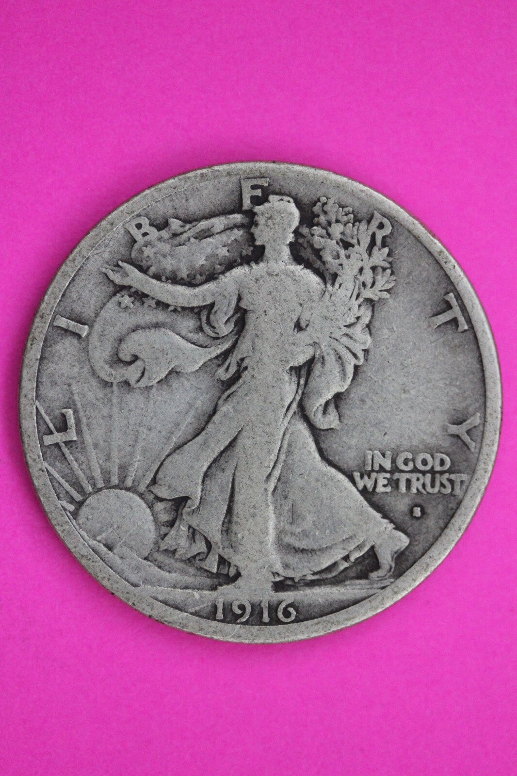 1916 S Walking Liberty Silver Half Dollar Guaranteed Authentic Genuine Coin 1160