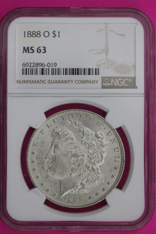 1888 O MS 63 Liberty Morgan Silver Dollar NGC Certified Graded Authentic 1114