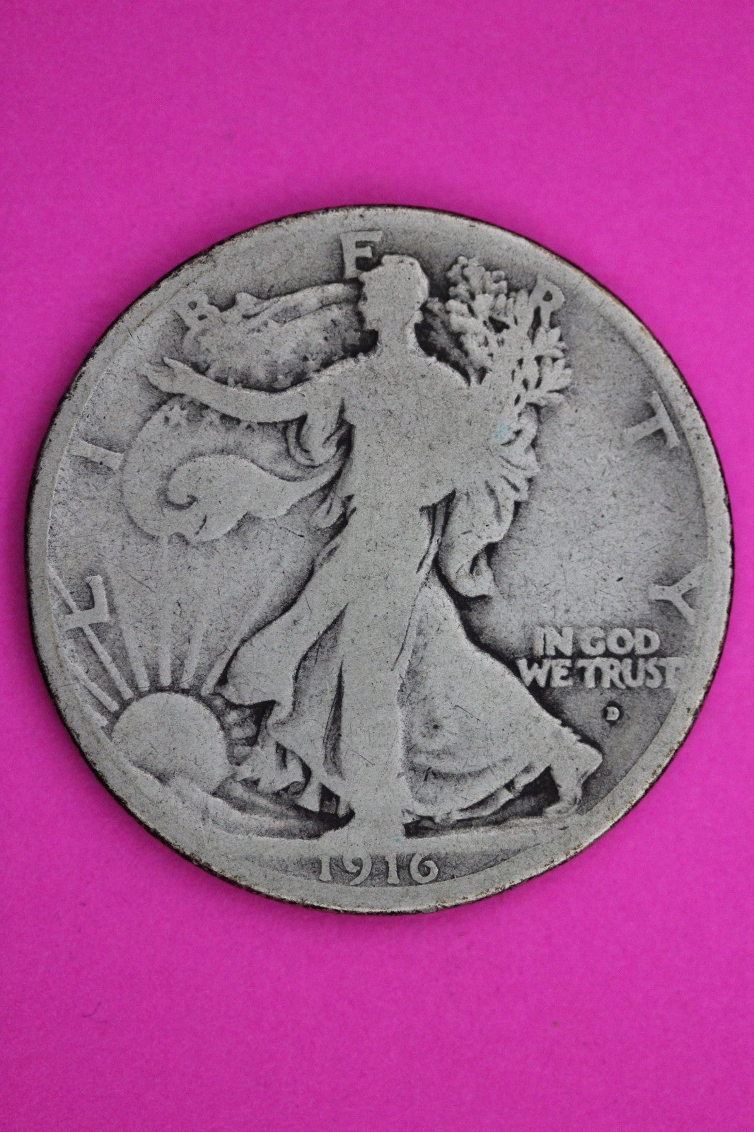 1916 D Walking Liberty Silver Half Dollar Guaranteed Authentic Genuine Coin 2280