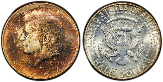 Toned 1964 P Silver MS 65 John F Kennedy Silver Half Dollar PCGS Graded 331