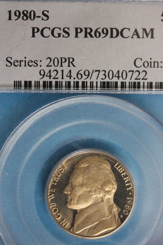 1980 S PR 69 Deep Cameo Thomas Jefferson Nickel PCGS Certified Graded OCE 472
