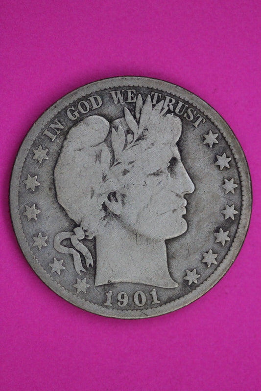 1901 P Barber Liberty Half Dollar Silver Coin Guaranteed Authentic Genuine 1180