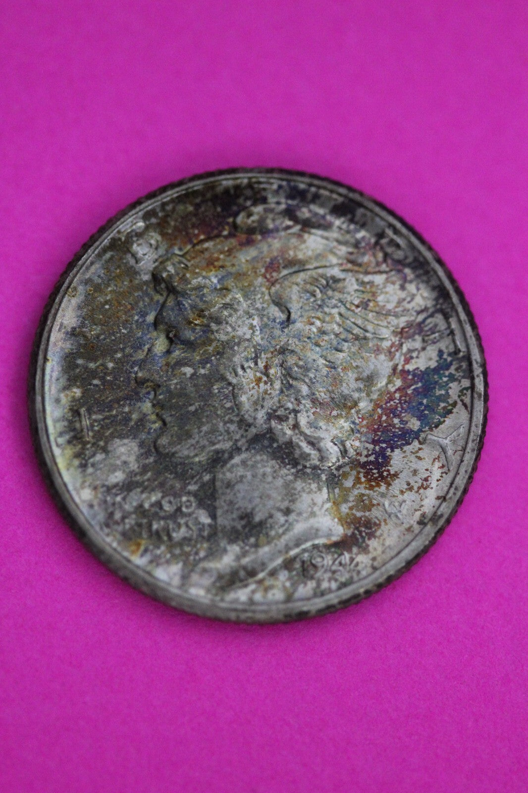 Toned 1944 P Mercury Liberty Dime Silver Coin Guaranteed Authentic Genuine 1095