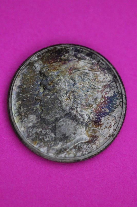 Toned 1944 P Mercury Liberty Dime Silver Coin Guaranteed Authentic Genuine 1095