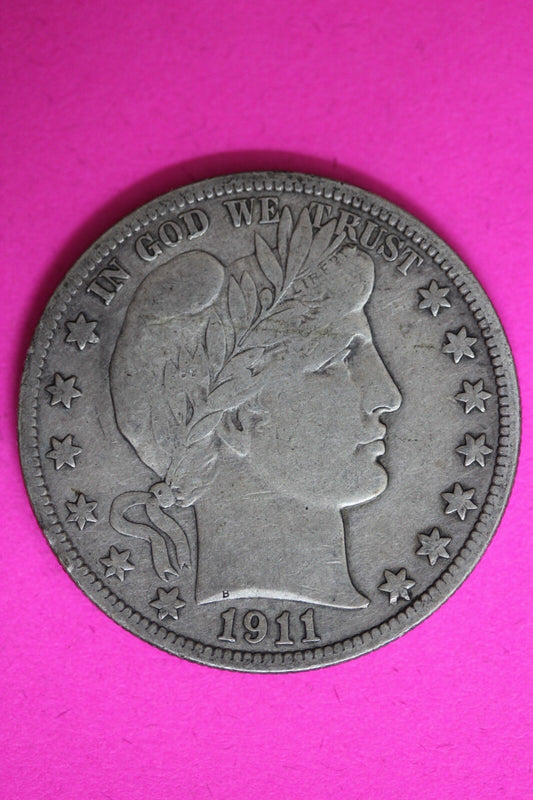 1911 S Barber Liberty Half Dollar Silver Coin Better Grade San Francisco Mint 64