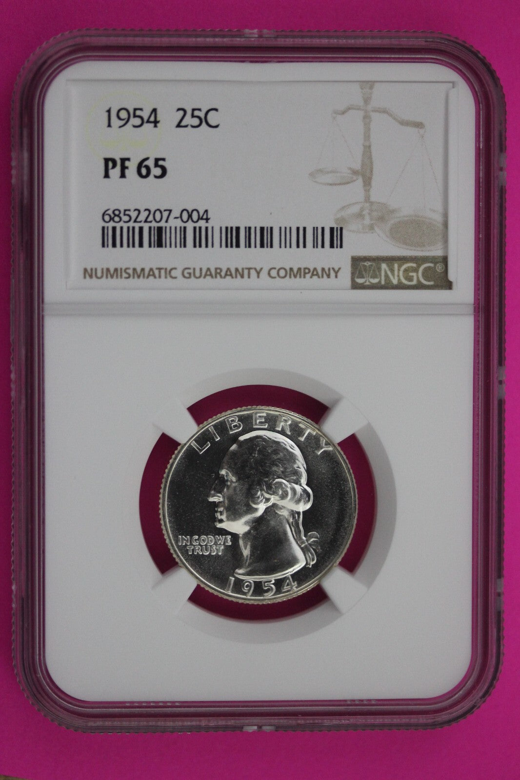 1954 PF 65 Proof Washington Silver Quarter NGC Certified Graded Authentic 245