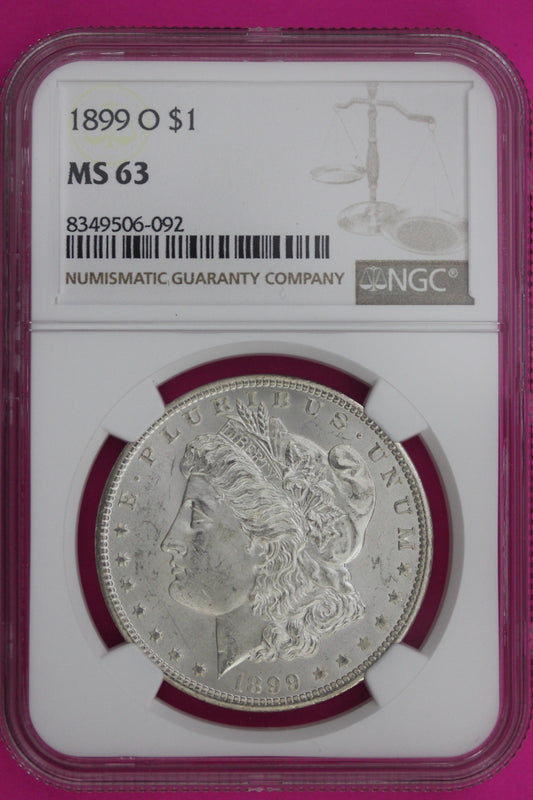 1899 O MS 63 Liberty Morgan Silver Dollar NGC Certified Graded Authentic 261