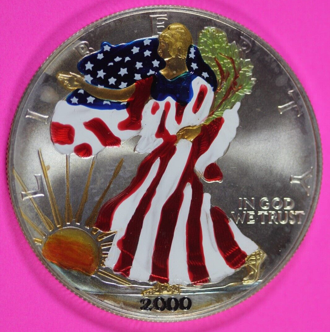 Colorized 2000 American Silver Eagle 1 Ounce .999 Fine Exact Coin Shown 165