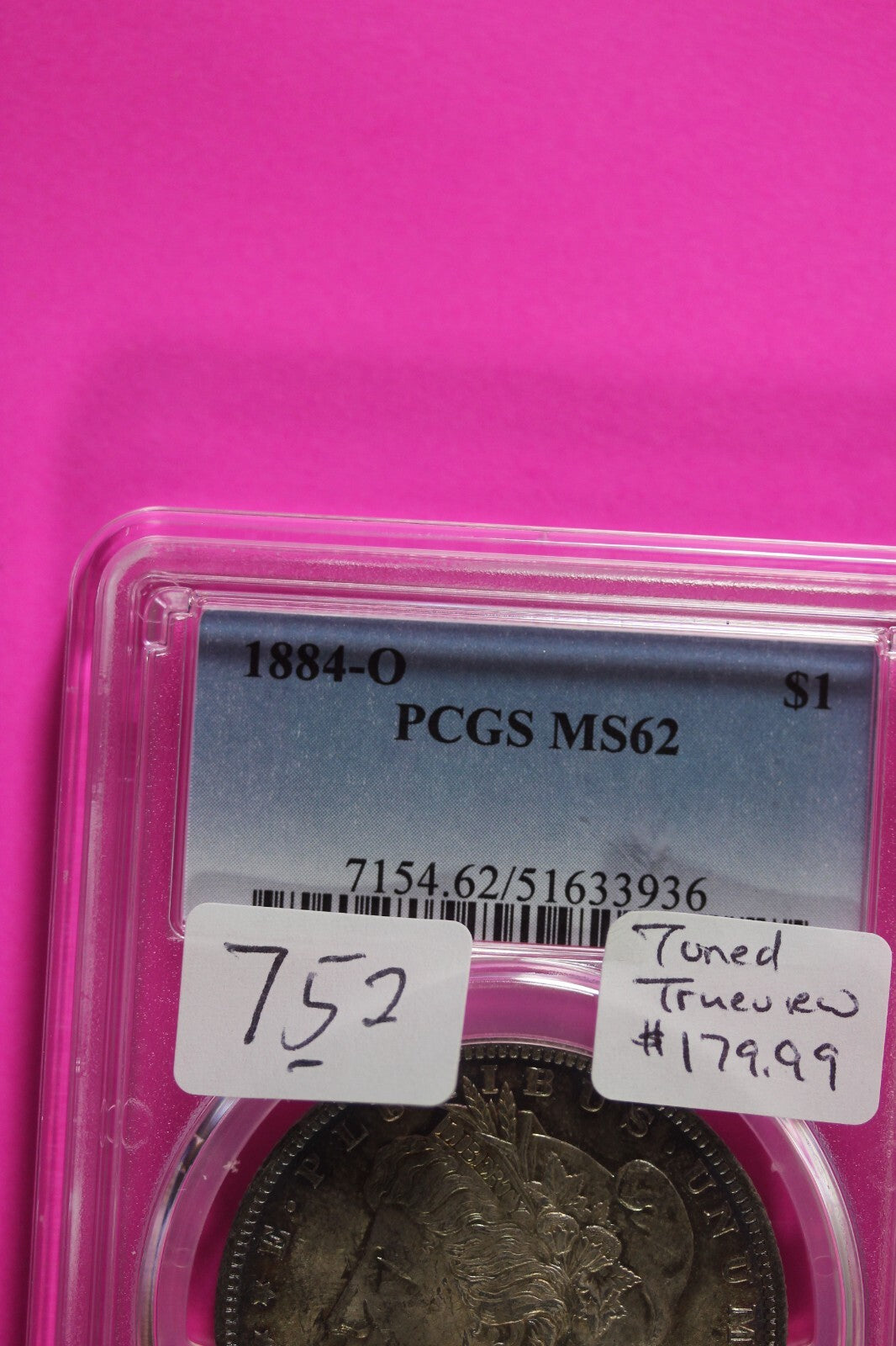 Nicely Toned 1884 O MS 62 Liberty Morgan Silver Dollar PCGS Certified Slab 752