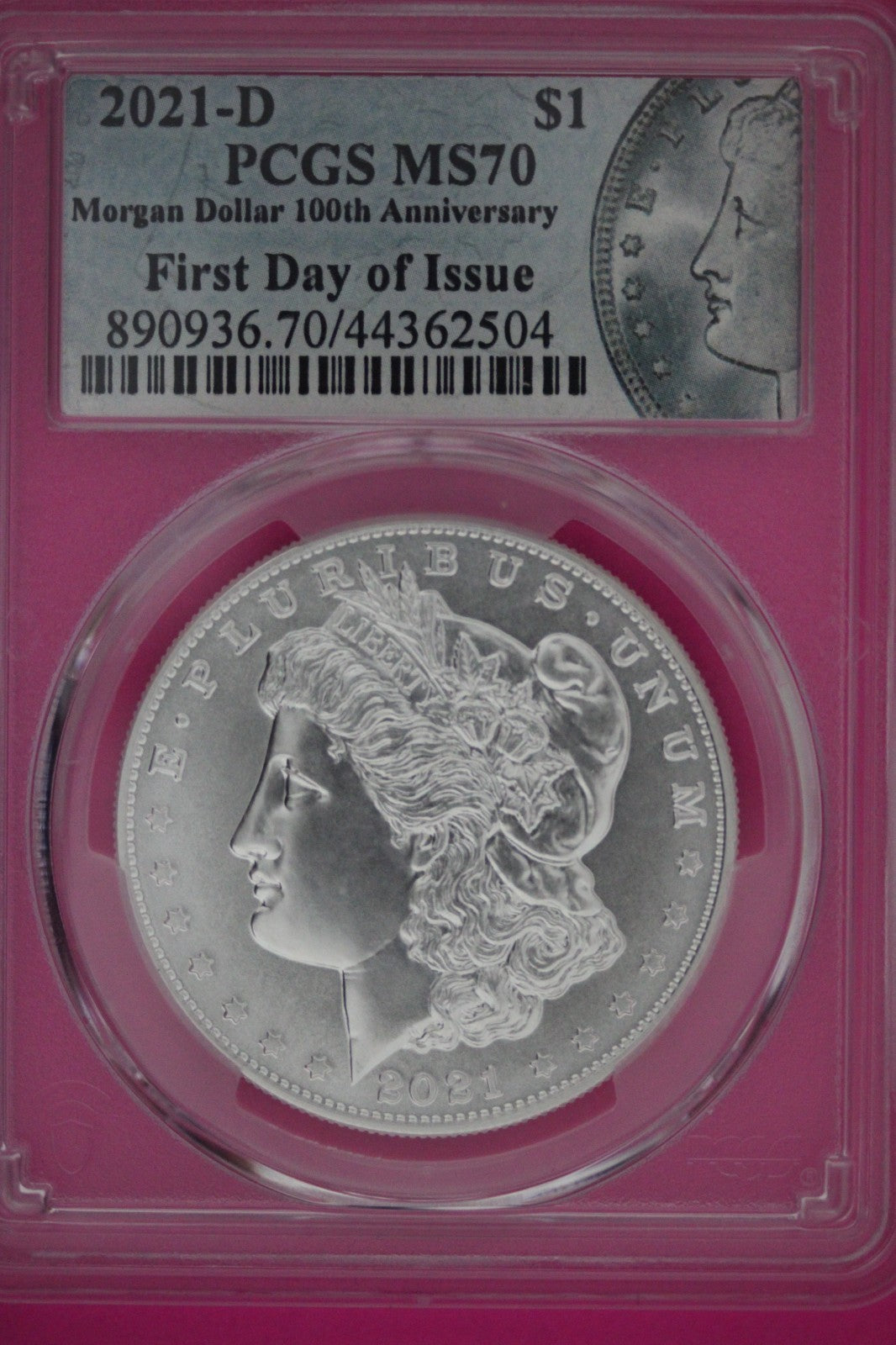 RARE 2021 D MS 70 Morgan Silver Dollar 1rst Day Issue PCGS Graded Authentic 946