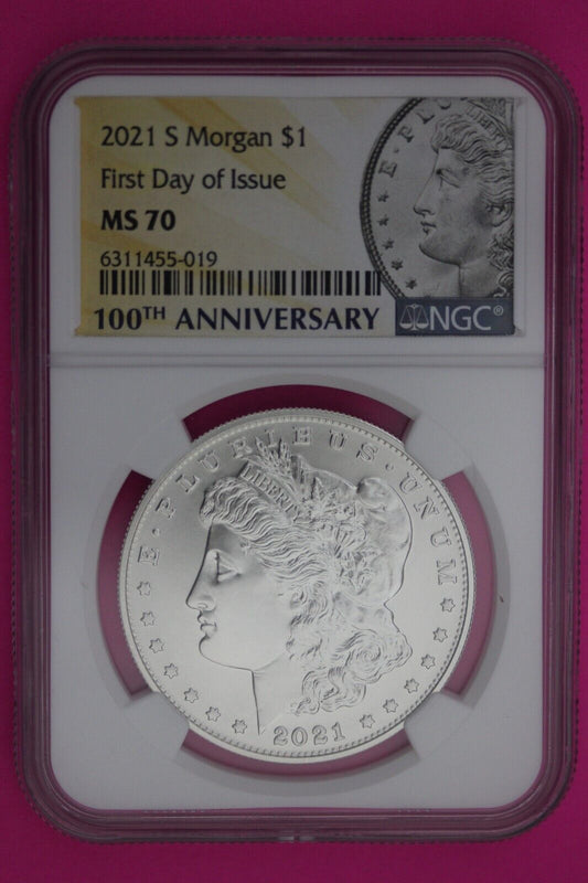 Rare 2021 S MS 70 Morgan Silver Dollar NGC Graded Certified 1rst Day Slab 650