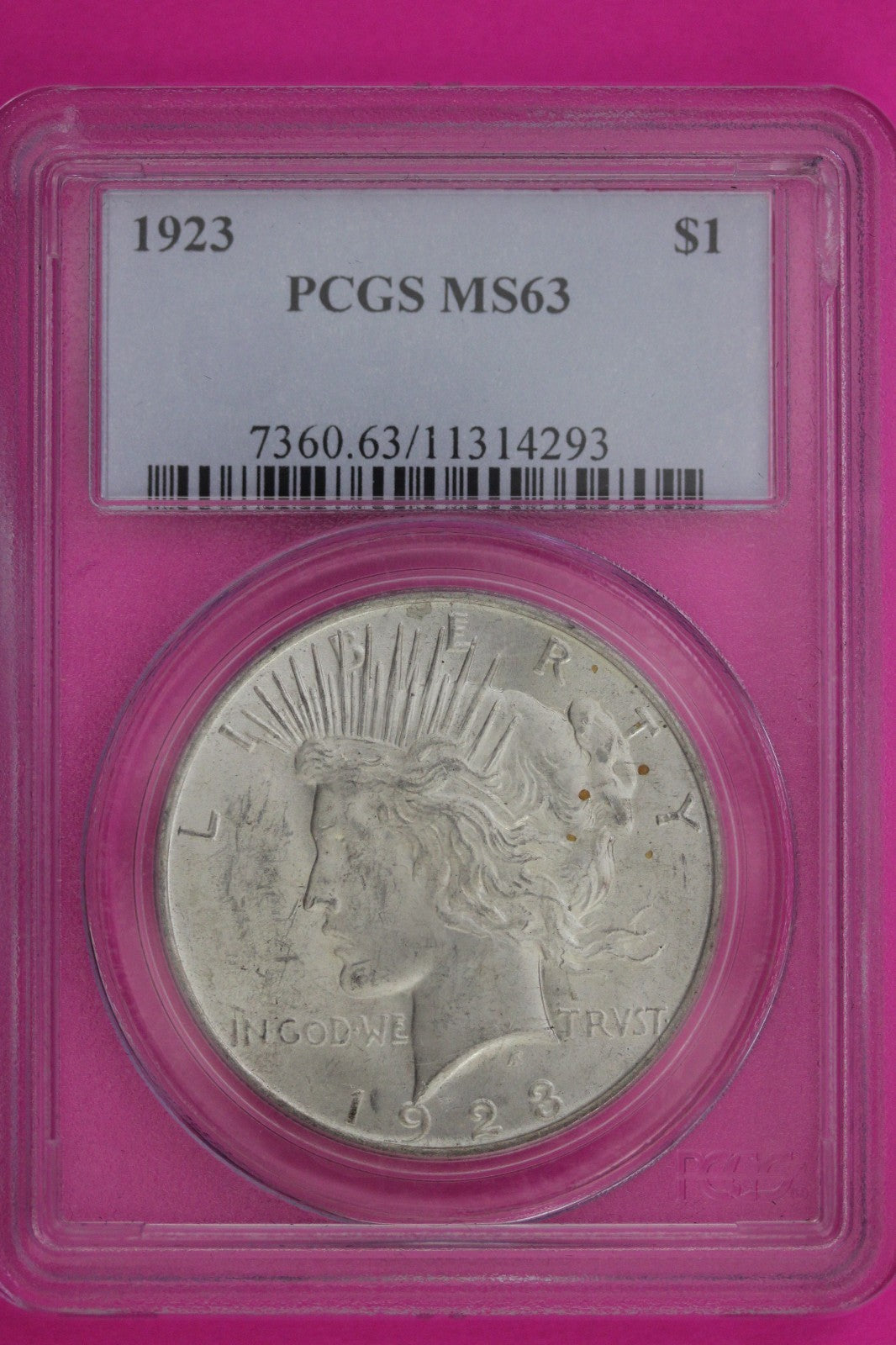 1923 P MS 63 Liberty Peace Silver Dollar PCGS Certified Graded Authentic 1139