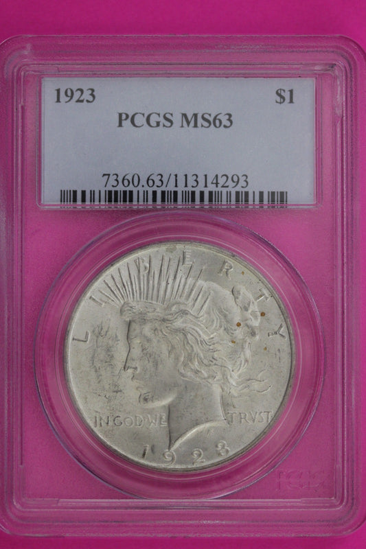 1923 P MS 63 Liberty Peace Silver Dollar PCGS Certified Graded Authentic 1139