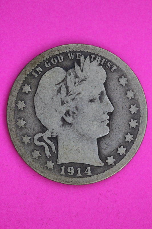 1914 S Barber Liberty Silver Quarter Guaranteed Authentic & Genuine Coin 1384