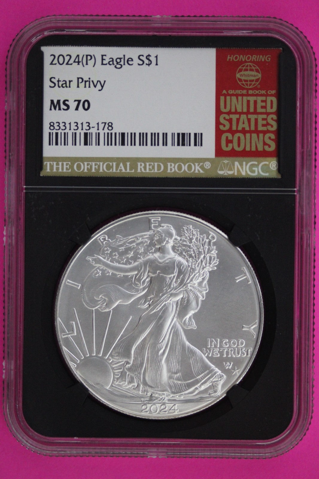 Star Privy 2024  (P) MS 70 Redbook Label Silver Eagle Coin NGC Graded Slab 852