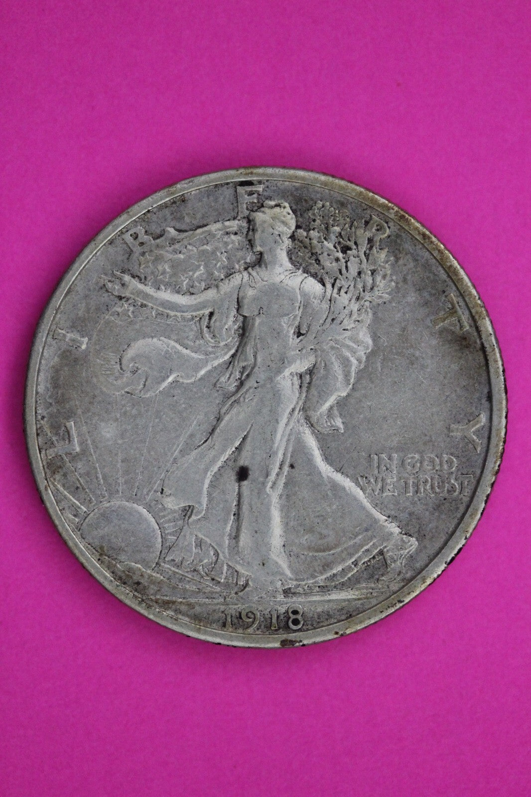 1918 S Walking Liberty Silver Half Dollar Guaranteed Authentic Genuine Coin 1406