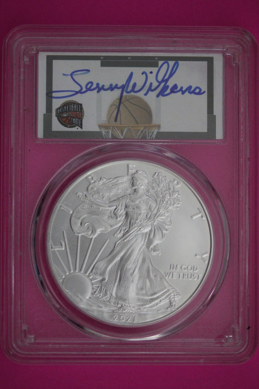 2021 (P) MS 70 Silver Eagle NMBHOF Private Collection Lenny Wilkons PCGS 902
