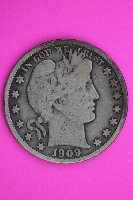 1909 P Barber Liberty Half Dollar Silver W.E. Caldwell Co Counterstamp 0389N