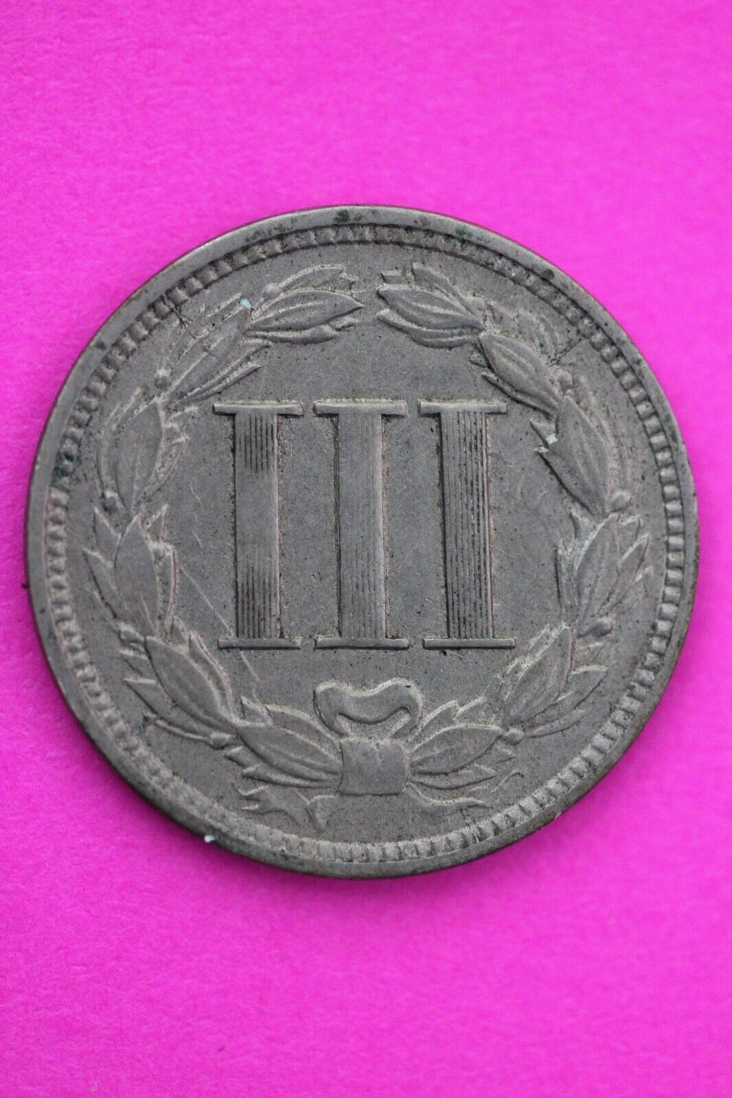 1866 Hi Grade Three 3 Cent Nickel Scarce Semi Key Date Coin Philadelphia Mint 51