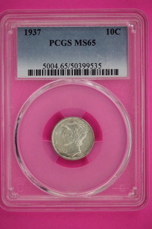 1937 P MS 65 Mercury Liberty Silver  Dime PCGS Certified Graded Authentic 915