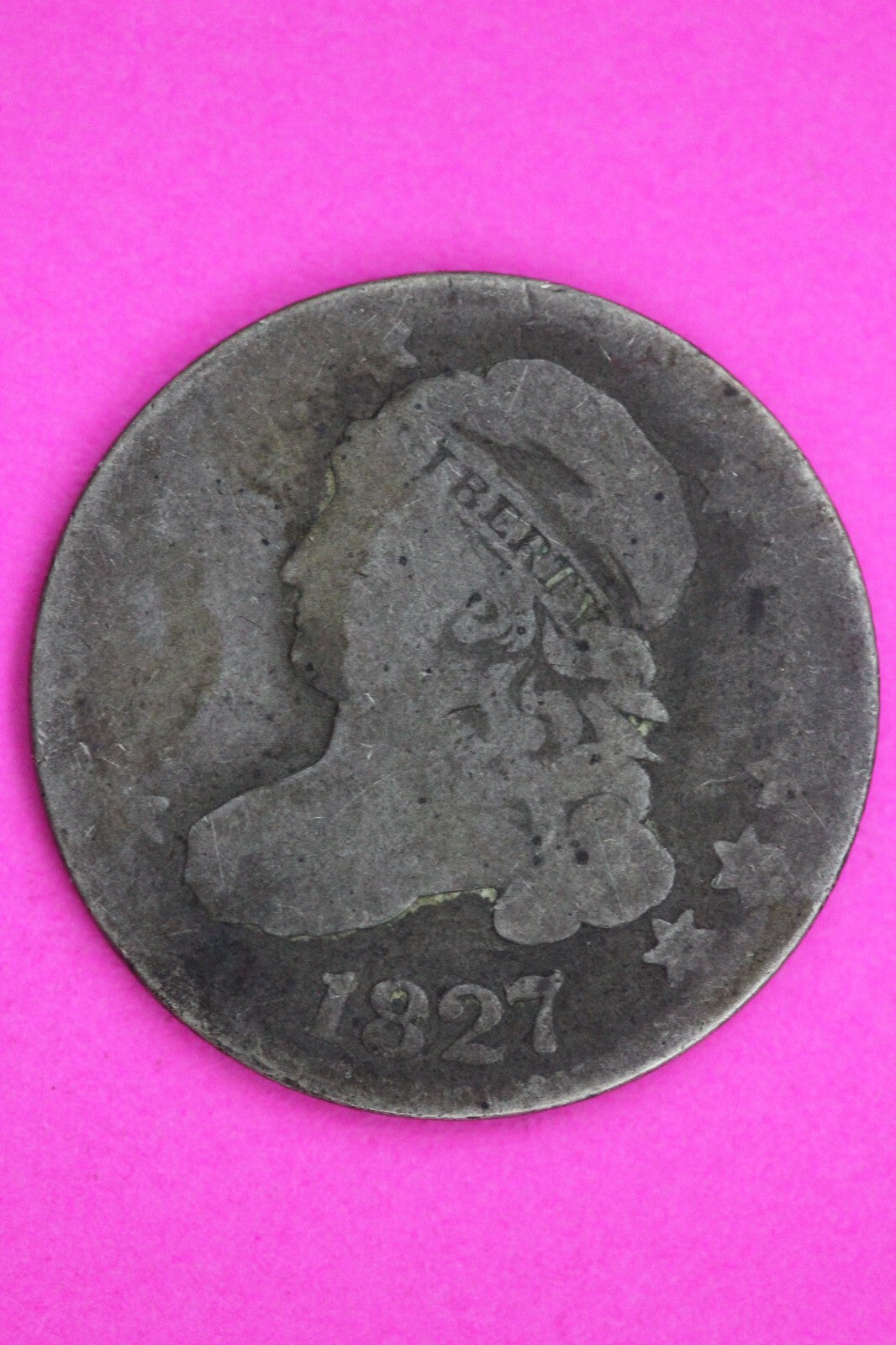 1827 Bust Capped Dime Lady Liberty Silver Coin Guaranteed Authentic Genuine 1373