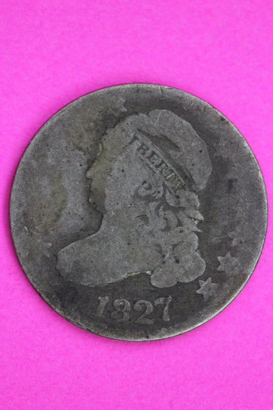 1827 Bust Capped Dime Lady Liberty Silver Coin Guaranteed Authentic Genuine 1373