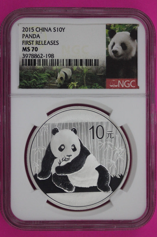 2015 MS 70 China Panda Early Releases 1 OZ Silver Coin NGC Graded Authentic 1158