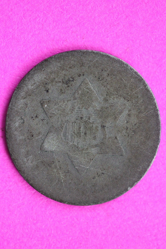 1851 P Trime 3 Three Cent Silver Dime Low Grade Hole Filler Exact Coin Shown 21