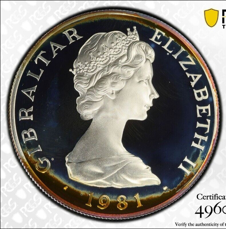 Toned 1981 PR 68 DCAM Crown Gibraltar Princess Diana Royal Wedding PCGS Slab 646