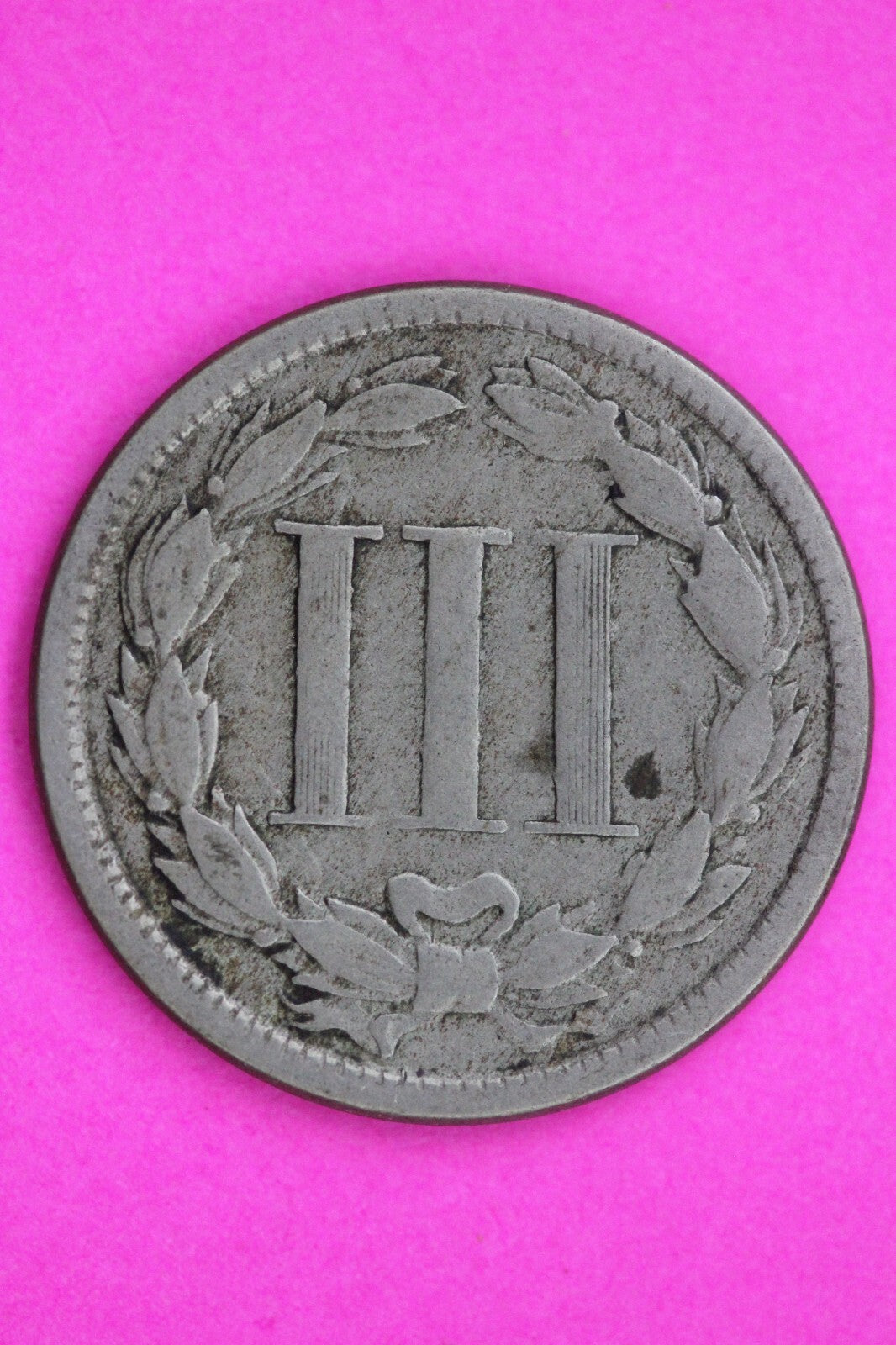 1865 Three 3 Cent Nickel Guaranteed Authentic & Genuine Fast Free Shipping 1311