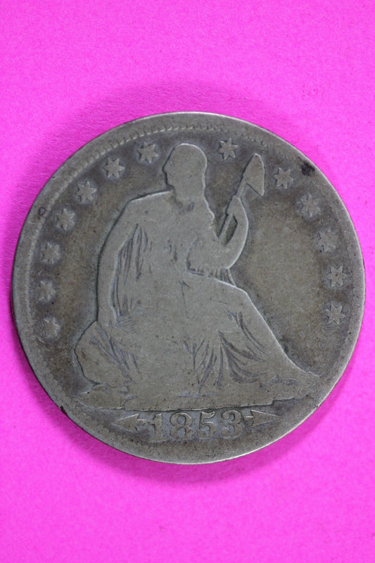 1853 P Seated Liberty Half Dollar Silver Semi Key Date Exact Coin In Pics 28