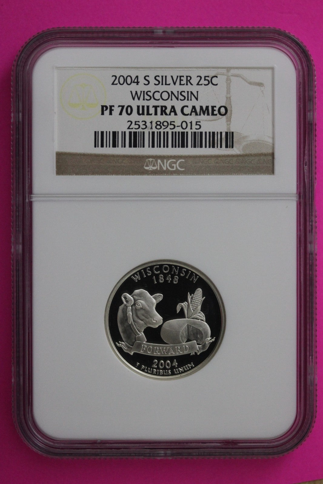 2004 S PF 70 Wisconsin Silver State Quarter NGC Certified Authentic Slab 418