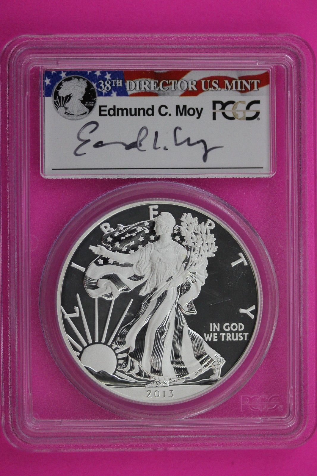 2013 W MS 70 Enhanced Mint State Silver Eagle Moy Signature 1rst Strike PCGS 624