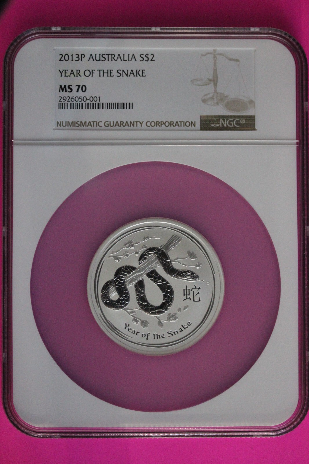 Top Pop 2015 MS 70 2 OZ Silver Australia Year Of Snake $2 NGC Graded Slab 7036