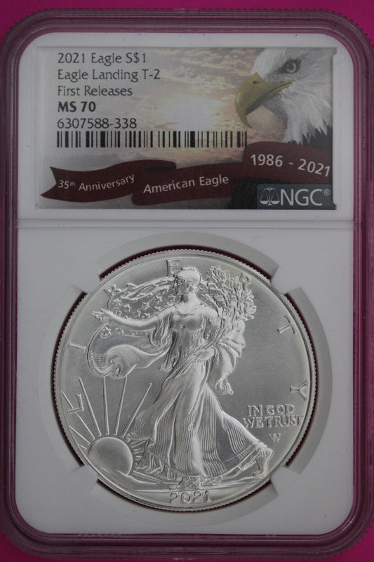 2021 T2 MS 70 Silver American Eagle 1 Ounce NGC Certified Graded Authentic 911